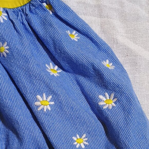 Hanna Andersson/Dress/Girls 6-7/Yellow & Blue/Daisy Corduroy Short Sleeve Playwe - Picture 6 of 7